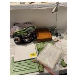 PLASTIC STEPSTOOL, BAG FULL OF CRAFTING SUPPLIES,