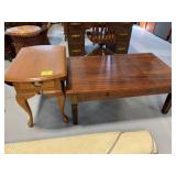 WOODEN COFFEE TABLE, WOODEN DROP-LEAF END TABLE