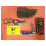 (1) HANDMADE KNIFE WITH LEATHER SHEATH AND APPROX