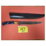 (1) HANDMADE KNIFE WITH LEATHER SHEATH AND APPROX