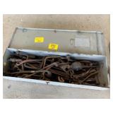 METAL TOOLBOX FULL OF WRENCHES, CAR REPAIR TOOLS,