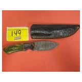 (1) HANDMADE KNIFE WITH LEATHER SHEATH AND APPROX