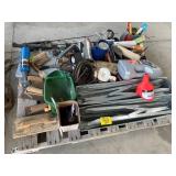 2 METAL SAWHORSES, SCOTTS SEEDER, PAINTING