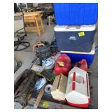 COOLERS OF ALL KINDS, GAS CANS, TOOLBAG & BUCKET,