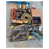 MITER BOXES, YELLOW HOSE, EXTENSION CORD, DRILL