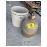 #4 MARKED CROCK, UNMARKED SALT GLAZE CROCK JUG