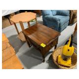 2-TIER END TABLE, BASKET, EUREKA VACUUM, WOODEN