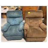 BLUE & BROWN UPHOLSTERED ROCKER RECLINERS