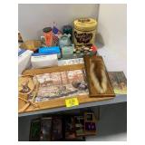 GROUP OF HUNTING THEMED WALL ART, TAXIDERMY TAIL,