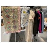 CROSS-STITCH LAP QUILT, COLLINSVILLE FIRE JACKET,