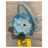 BLUE & MILK GLASS SLAG FENTON STICKER MARKED