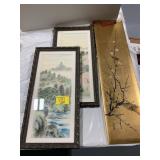 3 ASIAN THEMED WALL ART PIECES