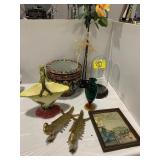 ASIAN THEMED PLANTER POT, BRASS PHEASANTS, HULL