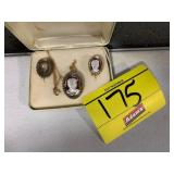 SET OF 1/20 GOLD FILLED GLASS CAMEOS