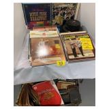 CASE OF ANTIQUE BOOKS & MAGAZINES UNDER TABLE,