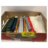 BOX OF VINTAGE PLASTIC TRAIN LOCOMOTIVES & CAR