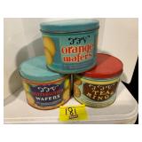 3 VINTAGE LITHO FFV COOKIE TINS