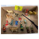 FLAT W/ ANTIQUE LEAD FIGURES OF ALL KINDS, PAPER