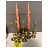 SET OF BRASS MCM CANDLESTICKS OF ALL KINDS