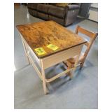 VINTAGE METAL & WOOD SCHOOL DESK W/ CHAIR