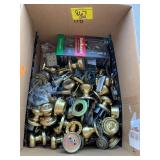 BOX OF DOOR KNOBS & HARDWARE OF ALL KINDS