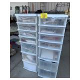 2 PLASTIC ORGANIZERS FULL OF CRAFTING SUPPLIES OF