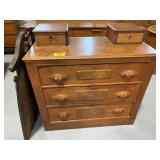 ANTIQUE MIRROR, ANTIQUE ACORN THEMED PULL DRESSER