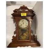 ANTIQUE WOOD CASE MANTLE CLOCK