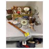 CRATE & SUPPLIES UNDER TABLE, PRESSED GLASS OF