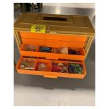 PLASTIC TACKLE BOX W/ TRAYS OF CONTENTS OF ALL