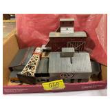 FLAT W/ VINTAGE PLASTIC MODEL TRAIN BUILDINGS