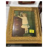 ANTIQUE 'PAPA' PRINT IN ORNATE GILT WOOD FRAME