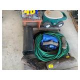 METAL MAILBOX, GARDEN HOSE, STEP 2 PLASTIC CART,