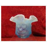 L.G.Wright cherry blue opalescent vase