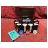 Antique Bakelite Eagle poker chip set w/case.