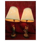 Pair vintage Porcelain figural table lamps.