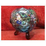 Antique Harrach enameled glass footed vase.