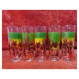 (5)MCM Tiki Iced Tea glasses. Federal marked.