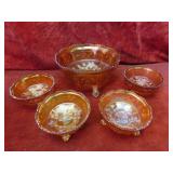 Fenton Butterfly & Berry bowl set carnival glass.