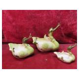 3 pc Hull pottery MCM swan planter set.