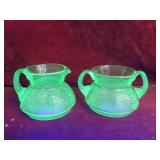 Vintage Vaseline glass Cream & sugar set.