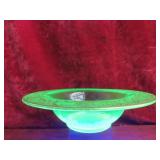 11-3/4' dia Vaseline glass bowl.