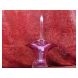 13.5' Cranberry glass lady head basket. Heavy.