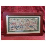 Framed Antique 1840's Sewing sampler.