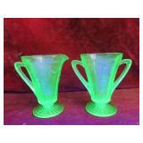 Vintage Vaseline glass Cream & sugar set.