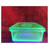 Vintage vaseline glass 5' refrigerator dish wland