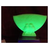 Fenton Love birds vase. glows under blacklight