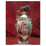 9'Austrian hand painted ewer pitcher.