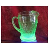 Vaseline glass Honeycomb pattern large pitcher.