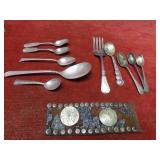 5-Sterling Silver spoons, 5-silver plate flatware